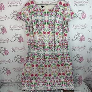 Talbots dress flowers leaves, Floral Pink and Green purple Dress